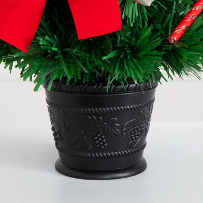 Nearly Natural 24in Pre-Lit Fiber Optic Classic Star Topped With Decorative Planter 2 Foot Christmas Tree