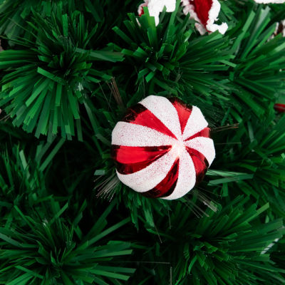 Nearly Natural Pre-Lit Fiber Optic Ornaments Poinsettia And Star Topper 2 Foot Pre-Lit Potted Fir Christmas Tree