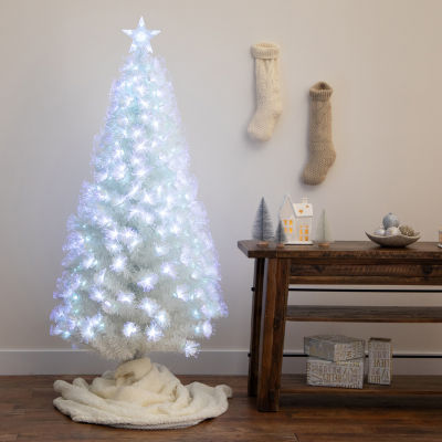 Nearly Natural Pre-Lit Fiber Optic Artificial White With Star Tree Topper 6 Foot Christmas Tree