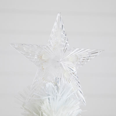 Nearly Natural Pre-Lit Fiber Optic Artificial White With Star Tree Topper 6 Foot Pre-Lit Fir Christmas Tree