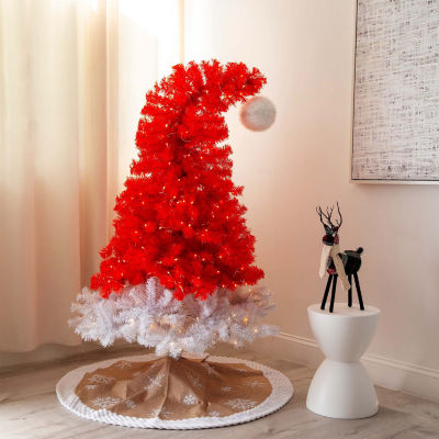 Nearly Natural 5ft Pre-Lit Artificial Holiday Red Santa’S Hat 300 Led Lights And 720 Tips 5 Foot Christmas Tree