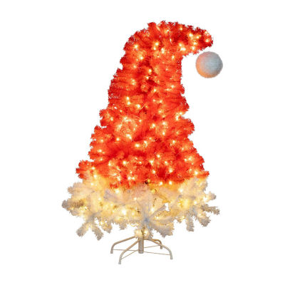 Nearly Natural 5ft Pre-Lit Artificial Holiday Red Santa’S Hat 300 Led Lights And 720 Tips 5 Foot Christmas Tree