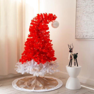 Nearly Natural 5ft Pre-Lit Artificial Holiday Red Santa’S Hat 300 Led Lights And 720 Tips 5 Foot Christmas Tree