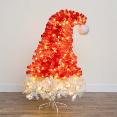 Nearly Natural 5ft Pre-Lit Artificial Holiday Red Santa’S Hat 300 Led Lights And 720 Tips 5 Foot Christmas Tree