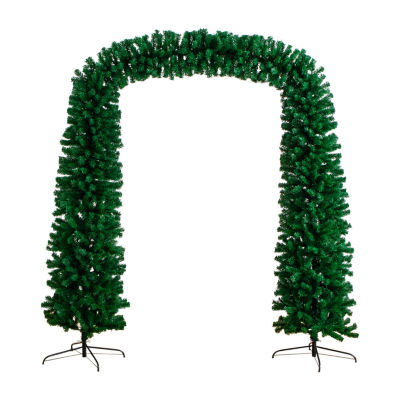Nearly Natural Pre-Lit Artificial  Green Christmas Pine Archway With 650 Multifunction Warm White Led Lights 8 Foot Pre-Lit Multi-Function Lights Pine Christmas Tree