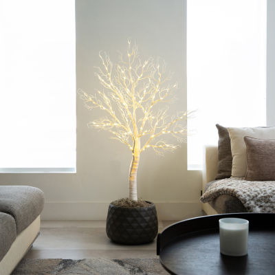 Nearly Natural Pre-Lit Artificial White Twig Tree With 160 Warm White Led Lights 4 Foot Christmas Tree