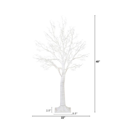 Nearly Natural Pre-Lit Artificial White Twig Tree With 160 Warm White Led Lights 4 Foot Christmas Tree