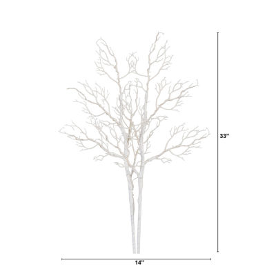 Nearly Natural 35in Pre-Lit Artificial White Birch Branches With 80 Warm White Led Lights Pick