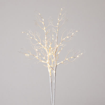 Nearly Natural 35in Pre-Lit Artificial White Birch Branches With 80 Warm White Led Lights Pick