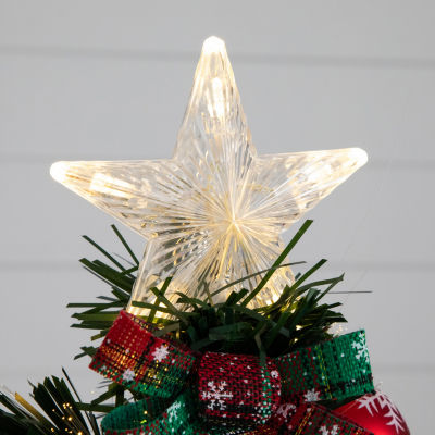 Nearly Natural Pre-Lit Fiber Optic Cosmopolitan Star Topped Artificial  With Decorative Planter 2 Foot Christmas Tree