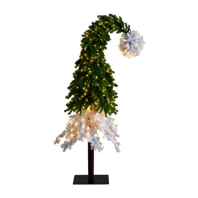 Nearly Natural Green And White Santa’S Hat  With 500 Led Lights And 1275 Bendable Branches 7 Foot Christmas Tree