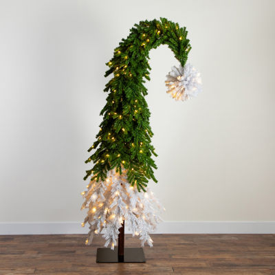 Nearly Natural Green And White Santa’S Hat  With 500 Led Lights And 1275 Bendable Branches 7 Foot Christmas Tree