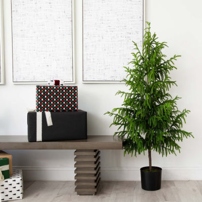 Nearly Natural Artificial Norfolk Pine 5 Foot Potted Pine Christmas Tree