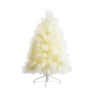 Nearly Natural 4ft Artificial Off-White Pampas Grass 4 Foot Christmas Tree