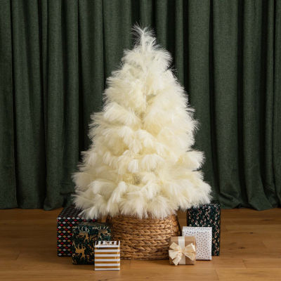 Nearly Natural 4ft Artificial Off-White Pampas Grass 4 Foot Christmas Tree