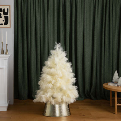 Nearly Natural 4ft Artificial Off-White Pampas Grass 4 Foot Christmas Tree