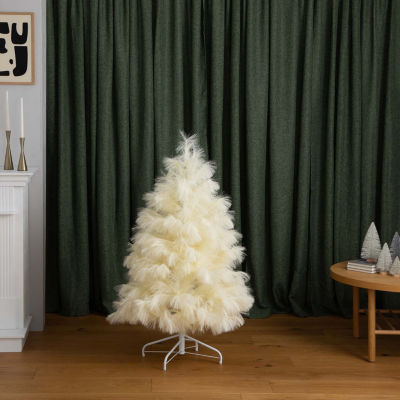 Nearly Natural 4ft Artificial Off-White Pampas Grass 4 Foot Christmas Tree