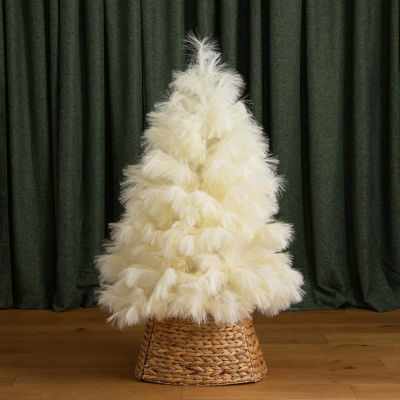 Nearly Natural 4ft Artificial Off-White Pampas Grass 4 Foot Christmas Tree