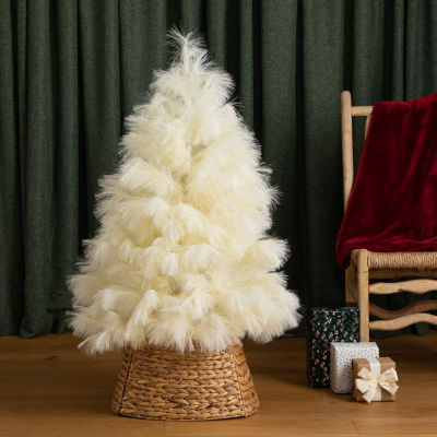 Nearly Natural 4ft Artificial Off-White Pampas Grass 4 Foot Christmas Tree