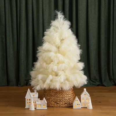 Nearly Natural 4ft Artificial Off-White Pampas Grass 4 Foot Christmas Tree