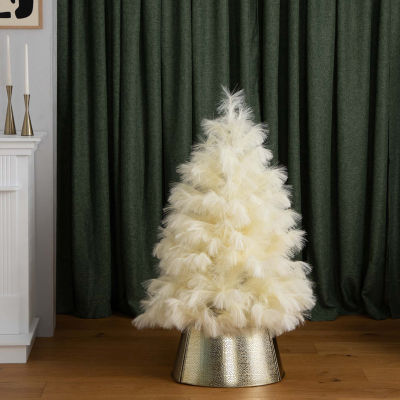 Nearly Natural 4ft Artificial Off-White Pampas Grass 4 Foot Christmas Tree