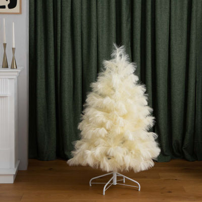 Nearly Natural 4ft Artificial Off-White Pampas Grass 4 Foot Christmas Tree