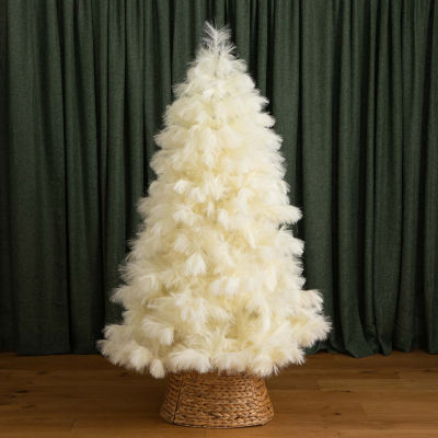 Nearly Natural 6ft Artificial Off-White Pampas Grass 6 Foot Christmas Tree