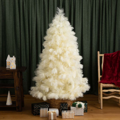 Nearly Natural 6ft Artificial Off-White Pampas Grass 6 Foot Christmas Tree