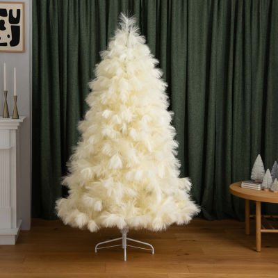 Nearly Natural 6ft Artificial Off-White Pampas Grass 6 Foot Christmas Tree