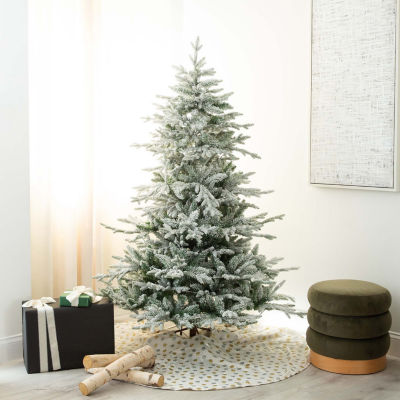 Nearly Natural Pre-Lit Artificial Fraser Fir Flocked With Instant Connect Technology And Warm White Led Lights Foot Christmas Tree