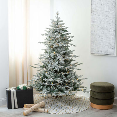 Nearly Natural Pre-Lit Artificial Fraser Fir Flocked With Instant Connect Technology And Warm White Led Lights Foot Christmas Tree