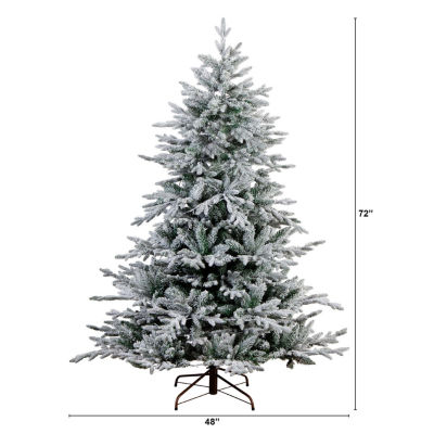 Nearly Natural Pre-Lit Artificial Fraser Fir Flocked With Instant Connect Technology And Warm White Led Lights Foot Christmas Tree