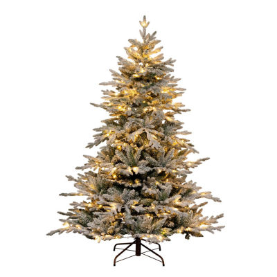 Nearly Natural Pre-Lit Artificial Fraser Fir Flocked With Instant Connect Technology And Warm White Led Lights Foot Christmas Tree