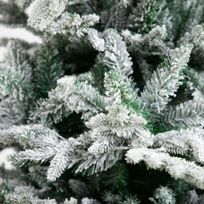 Nearly Natural Pre-Lit Artificial Fraser Fir Flocked With Instant Connect Technology And Warm White Led Lights Foot Christmas Tree