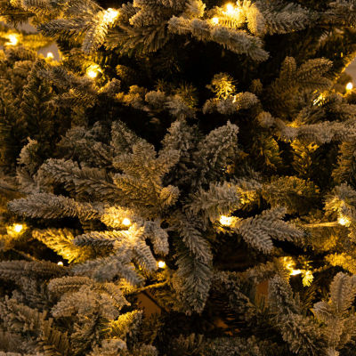 Nearly Natural Pre-Lit Artificial Fraser Fir Flocked With Instant Connect Technology And Warm White Led Lights Foot Christmas Tree