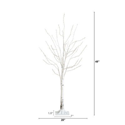 Nearly Natural Pre-Lit Artificial White Birch With Color Changing Led Lights Foot Christmas Tree