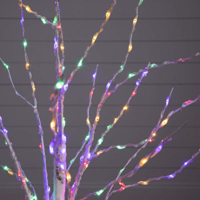 Nearly Natural Pre-Lit Artificial White Birch With Color Changing Led Lights Foot Christmas Tree