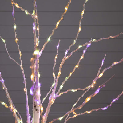 Nearly Natural Pre-Lit Artificial White Birch With Color Changing Led Lights Foot Christmas Tree