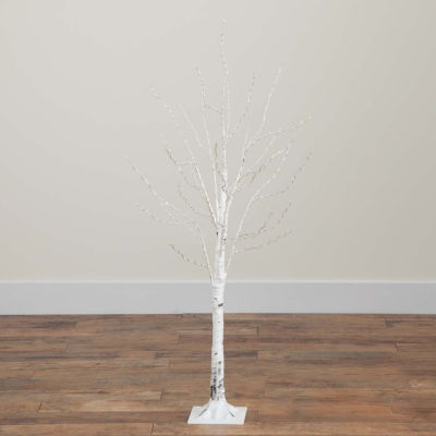 Nearly Natural Pre-Lit Artificial White Birch With Color Changing Led Lights Foot Christmas Tree