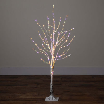 Nearly Natural Pre-Lit Artificial White Birch With Color Changing Led Lights Foot Christmas Tree