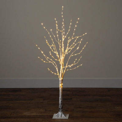 Nearly Natural Pre-Lit Artificial White Birch With Color Changing Led Lights Foot Christmas Tree