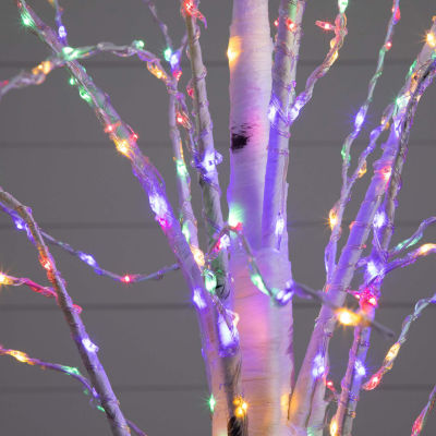 Nearly Natural Pre-Lit Artificial White Birch With 400 Color Changing Led Lights 6 Foot Christmas Tree