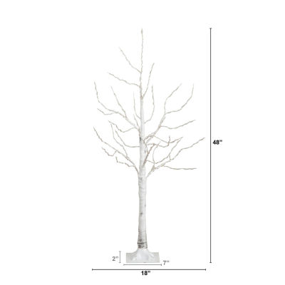 Nearly Natural 4ft Pre-Lit Artificial White Birch With 180 Warm White Led Lights 4 Foot Christmas Tree