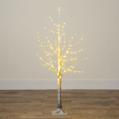 Nearly Natural 4ft Pre-Lit Artificial White Birch With 180 Warm White Led Lights 4 Foot Christmas Tree