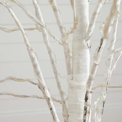 Nearly Natural 5ft Pre-Lit Artificial White Birch With 240 Warm White Led Lights 5 Foot Christmas Tree