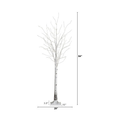 Nearly Natural 7ft Pre-Lit Artificial White Birch With 400 Warm White Led Lights 7 Foot Christmas Tree