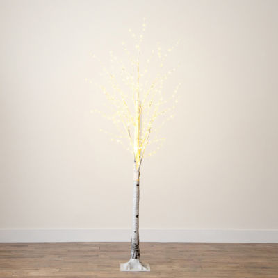 Nearly Natural 7ft Pre-Lit Artificial White Birch With 400 Warm White Led Lights 7 Foot Christmas Tree