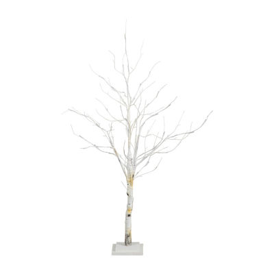 Nearly Natural Pre-Lit Artificial White Birch With White Led Lights Foot Christmas Tree