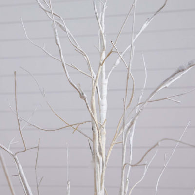 Nearly Natural Pre-Lit Artificial White Birch  With 51 White Led Lights 4 Foot Christmas Tree