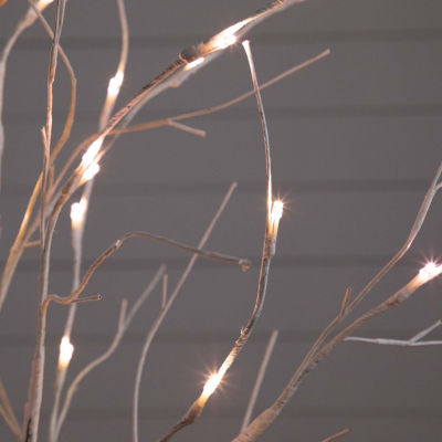 Nearly Natural Pre-Lit Artificial White Birch  With 51 White Led Lights 4 Foot Christmas Tree